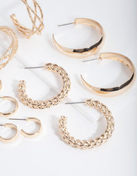 Gold Multi Twist Hoop Earring 6 Pack - link has visual effect only