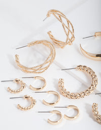 Gold Multi Twist Hoop Earring 6 Pack - link has visual effect only
