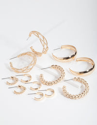 Gold Multi Twist Hoop Earring 6 Pack - link has visual effect only