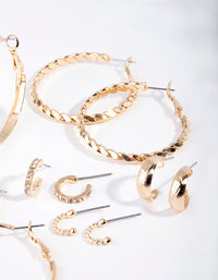 Gold Etched Twist Hoop Earring 6 Pack - link has visual effect only