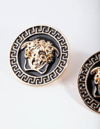 Gold Medusa Stamp Stud Earrings - link has visual effect only