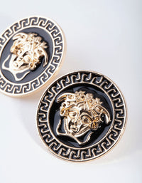 Gold Medusa Stamp Stud Earrings - link has visual effect only