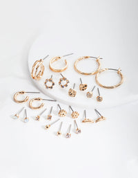 Gold Flower Leaf Earring 12 Pack - link has visual effect only