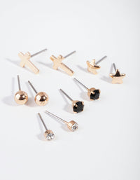 Gold Cross & Ball Stud Earring Pack - link has visual effect only
