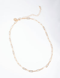 Gold Link Chain Necklace - link has visual effect only