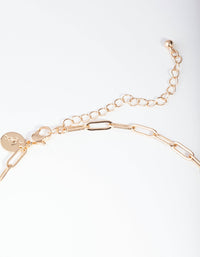 Gold Link Chain Necklace - link has visual effect only