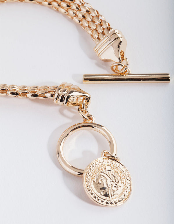 Gold Mesh Coin Bracelet