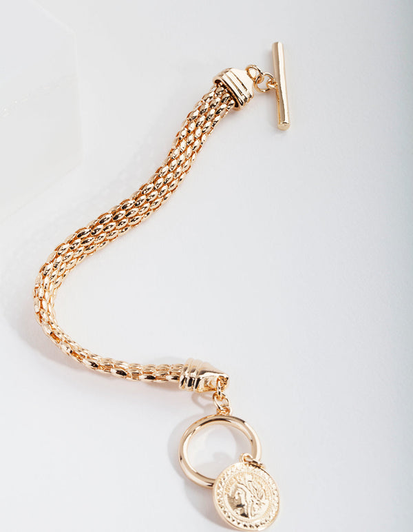 Gold Mesh Coin Bracelet