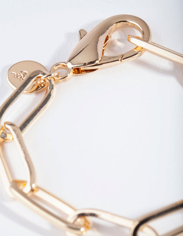 Gold Rectangle Claw Bracelet
