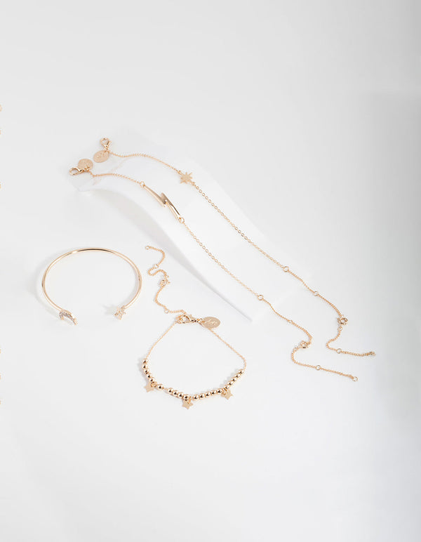 Gold Celestial Bracelet Cuff Pack