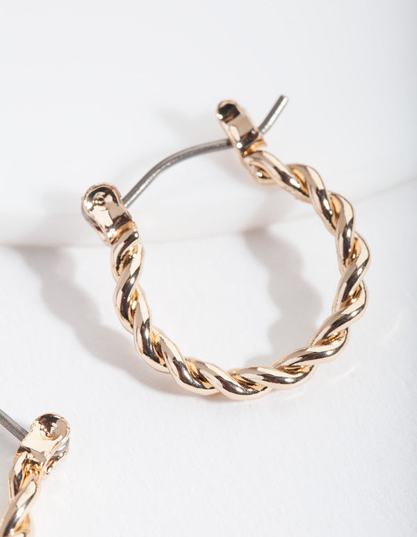 Gold Twist Hoop Earring and Bracelet Pack