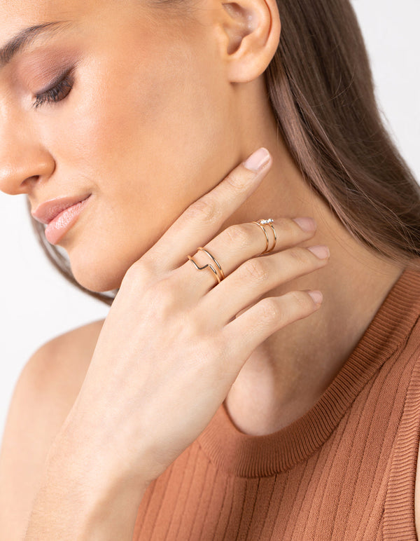 Gold Multi Band Ring 8 Pack