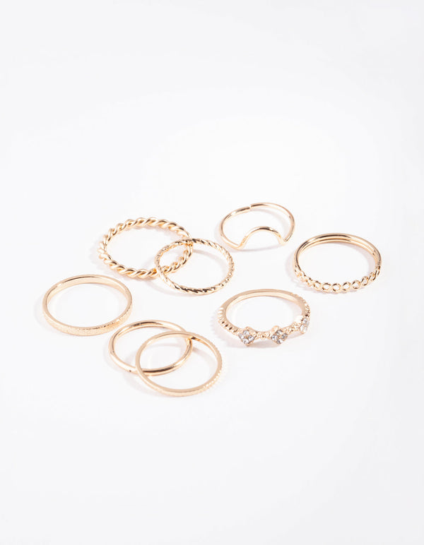Pierścionki Gold Curve Midi 8-Pack