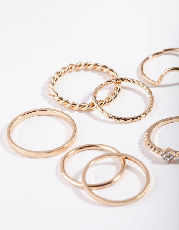 Pierścionki Gold Curve Midi 8-Pack