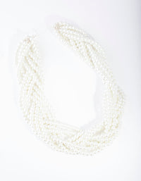 Silver Pearl Bead Plait Necklace - link has visual effect only