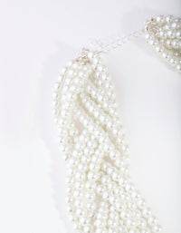 Silver Pearl Bead Plait Necklace - link has visual effect only
