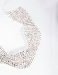 Silver Diamante Plait Choker Necklace - link has visual effect only