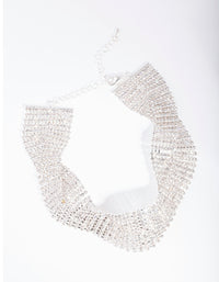 Silver Diamante Plait Choker Necklace - link has visual effect only