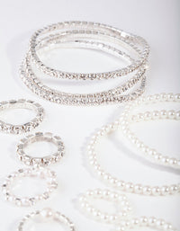 Silver Diamante and Pearl Bracelet and Ring Pack - link has visual effect only