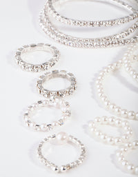 Silver Diamante and Pearl Bracelet and Ring Pack - link has visual effect only