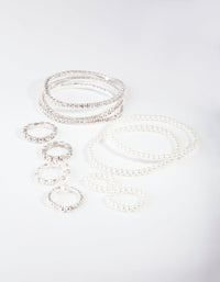 Silver Diamante and Pearl Bracelet and Ring Pack - link has visual effect only