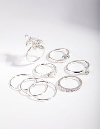 Silver Butterfly Diamante Ring Set - link has visual effect only