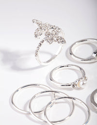 Silver Butterfly Diamante Ring Set - link has visual effect only