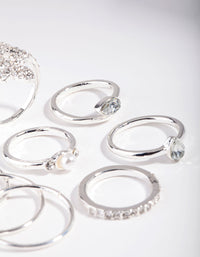 Silver Butterfly Diamante Ring Set - link has visual effect only