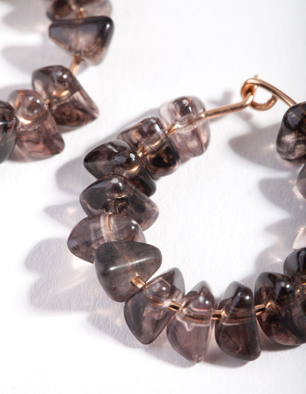 Gold Purple Mini Stone Hoop Earrings