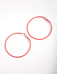 Red Simple Hoop Earrings - link has visual effect only