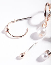 Rose Gold Pearl Cross Ear Stack - link has visual effect only