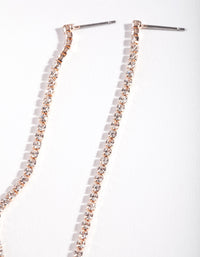 Rose Gold Diamante Chain Pearl Earrings - link has visual effect only