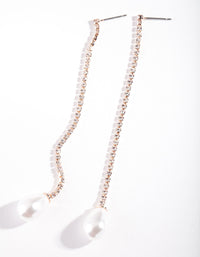 Rose Gold Diamante Chain Pearl Earrings - link has visual effect only