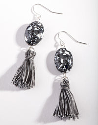 Silver Black White Marble Earrings - link has visual effect only