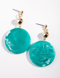 Gold Blue Disc Drop Earrings - link has visual effect only