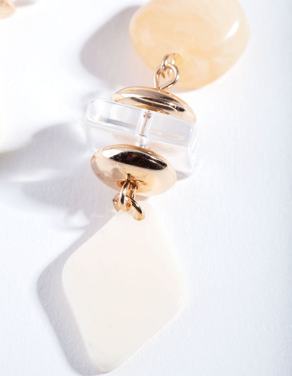 Gold Neutral Multi Bead Earrings