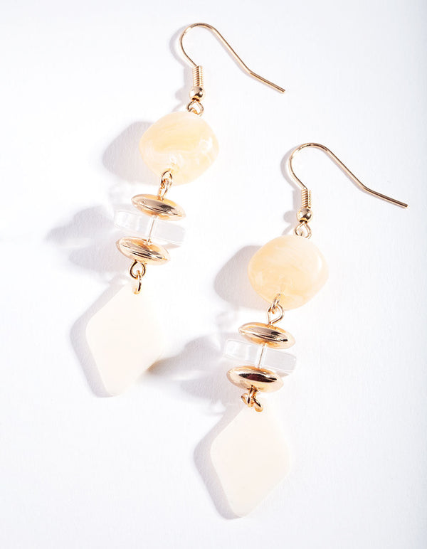 Gold Neutral Multi Bead Earrings