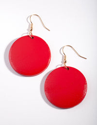 Red Circle Disc Drop Earrings - link has visual effect only