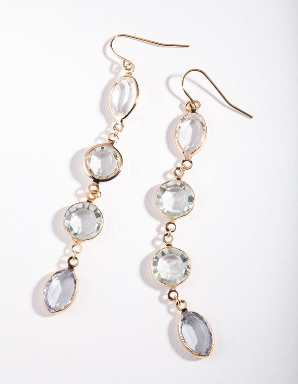 Gold Facet Bead Drop Earrings