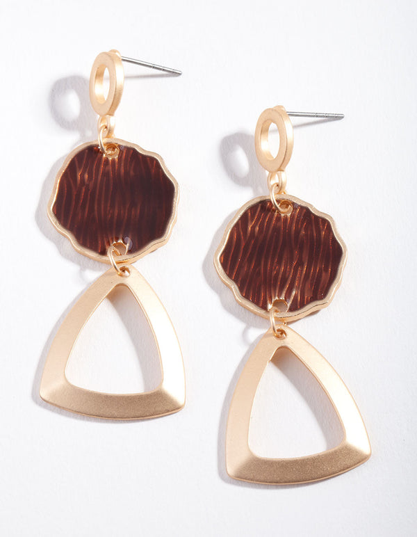 Matte Gold Geometric Drop Earrings