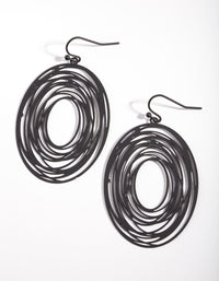 Black Swirl Wrap Oval Earrings - link has visual effect only