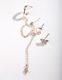 Rose Gold Celestial Diamante Ear Stack - link has visual effect only