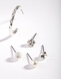 Silver Textured Stud Ear Stack - link has visual effect only