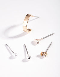 Mixed Metal Mini Pearl Diamante Ear Stack - link has visual effect only
