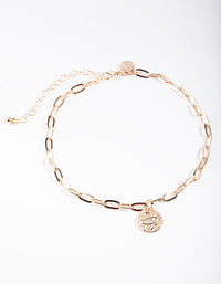 Gold Eye Pendant Choker Necklace - link has visual effect only