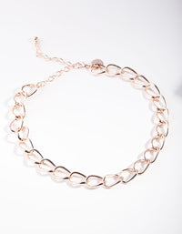 Rose Gold Textured Chain Choker Necklace - link has visual effect only