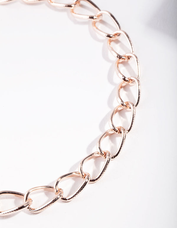Rose Gold Textured Chain Choker Necklace