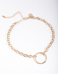 Gold Open Circle Choker Necklace - link has visual effect only