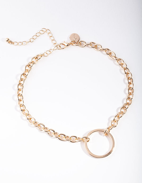 Gold Open Circle Choker Necklace
