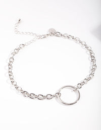 Rhodium Open Circle Choker Necklace - link has visual effect only